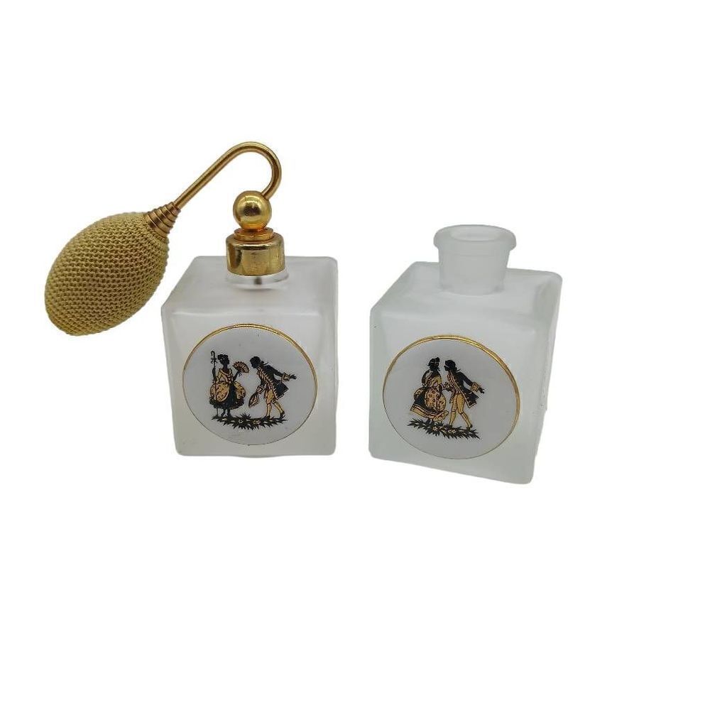 Frosted Austria Glass Atomizer Perfume Bottle Couple Set